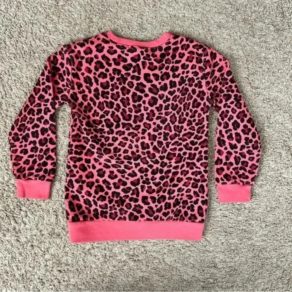 Nike I Kids Girls Pink‎ Black Leopard Print Crewneck Sweatshirt I Size M (6/8)